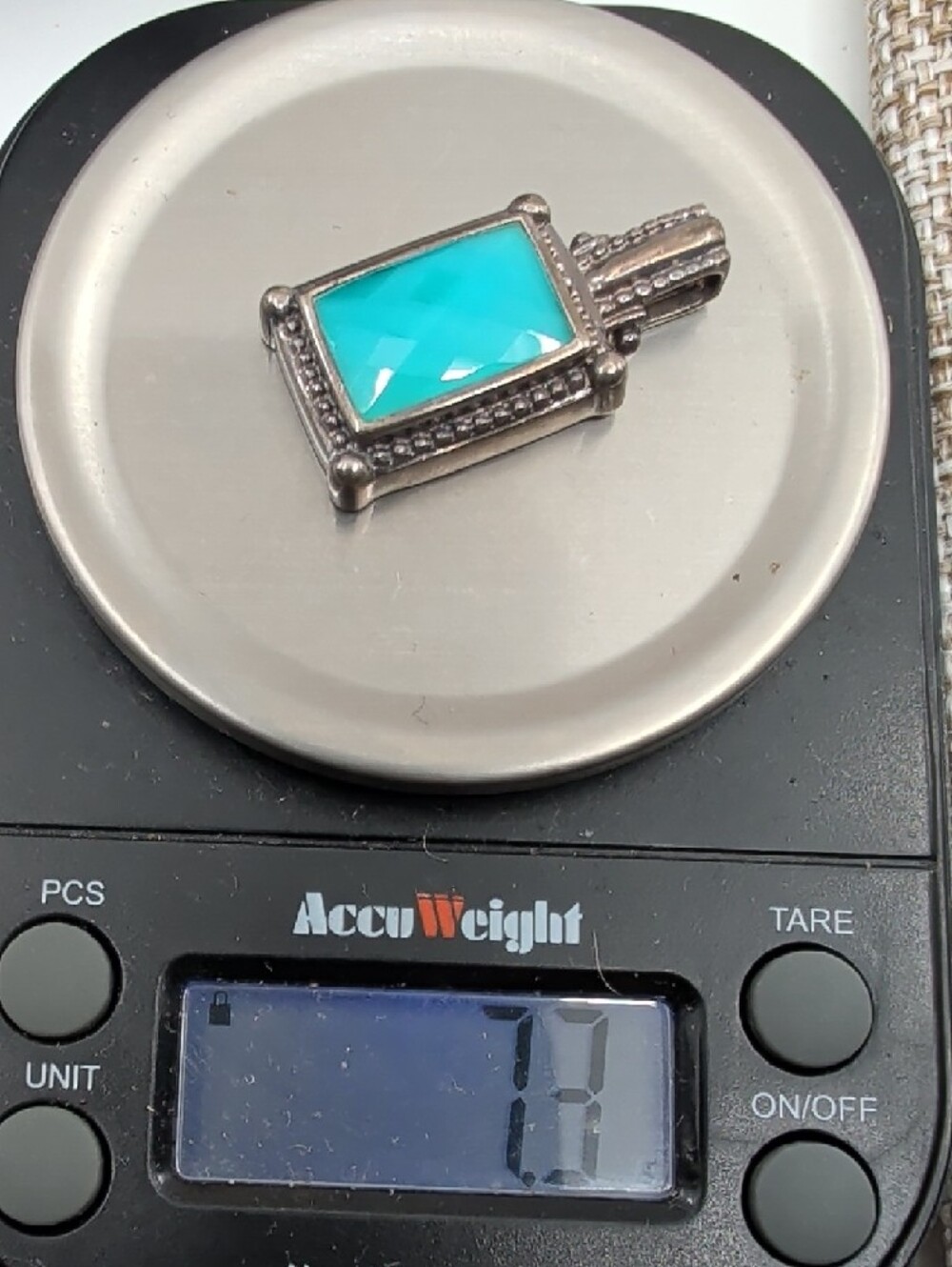 Whitney Kelly WK 925 Sterling Silver Turquoise Doublet Pendant Estate - Picture 17 of 17